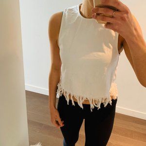 NWOT THE VALE COLLECTIVE WHITE CROPPED DENIM TOP